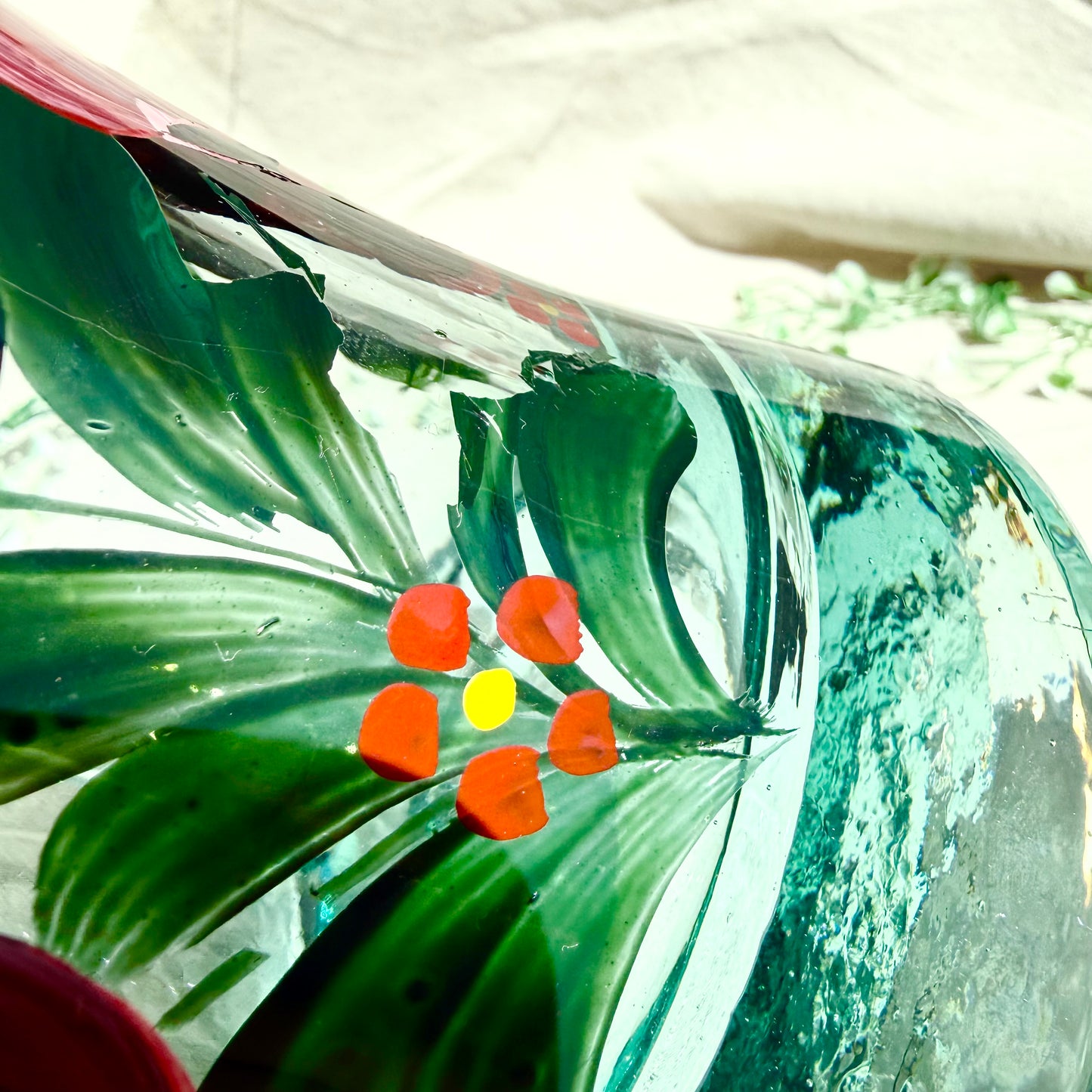 Glaskrug Blumen handbemalt