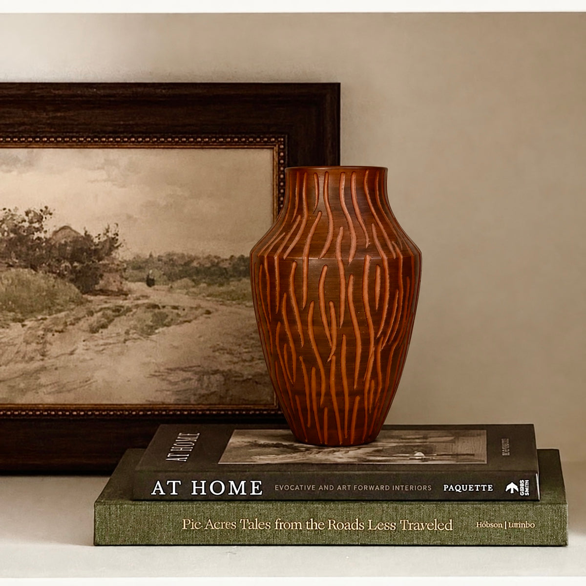 Terrakotta Vase gestreift