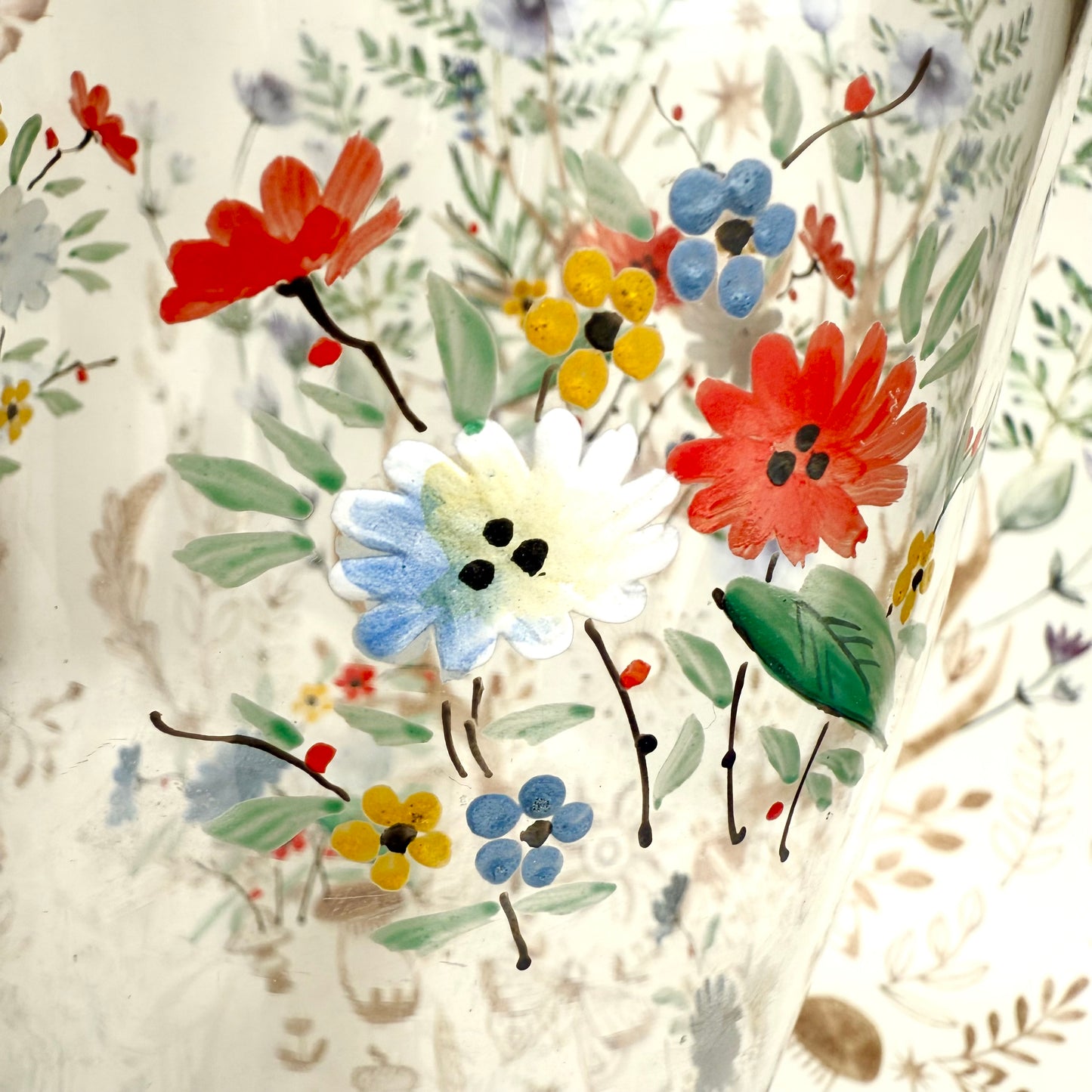 Handbemalte Glasvase Blumen