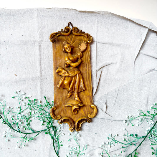 Wachsbild Barockdame mit Spiegel