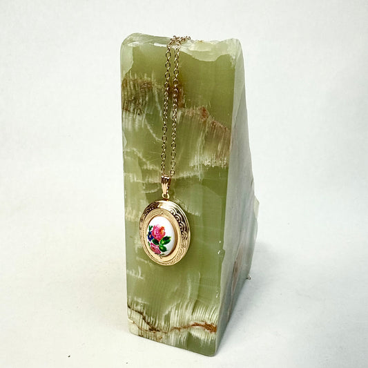 Kette Medaillon Blumen