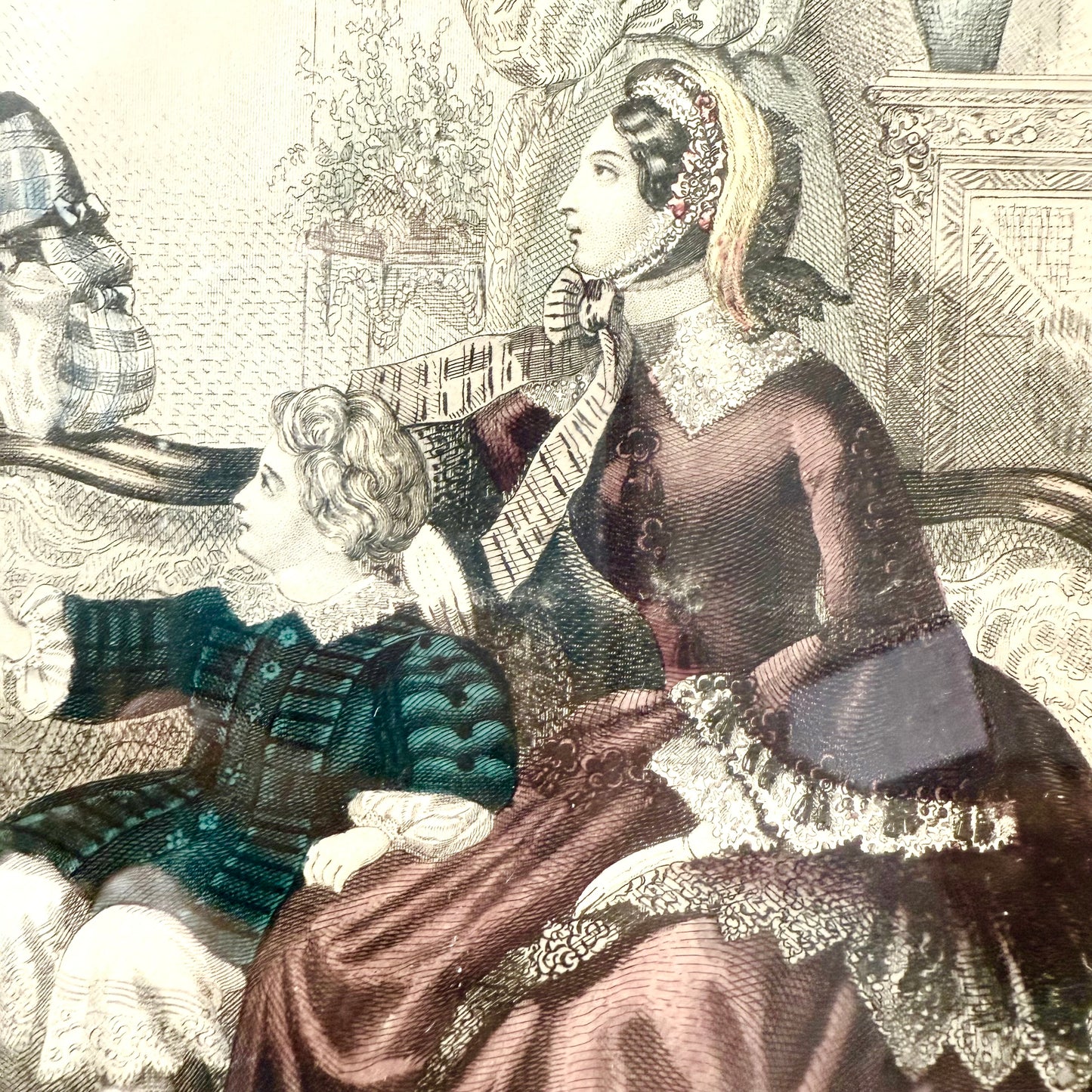 Gerahmte Mode Lithografie 1856
