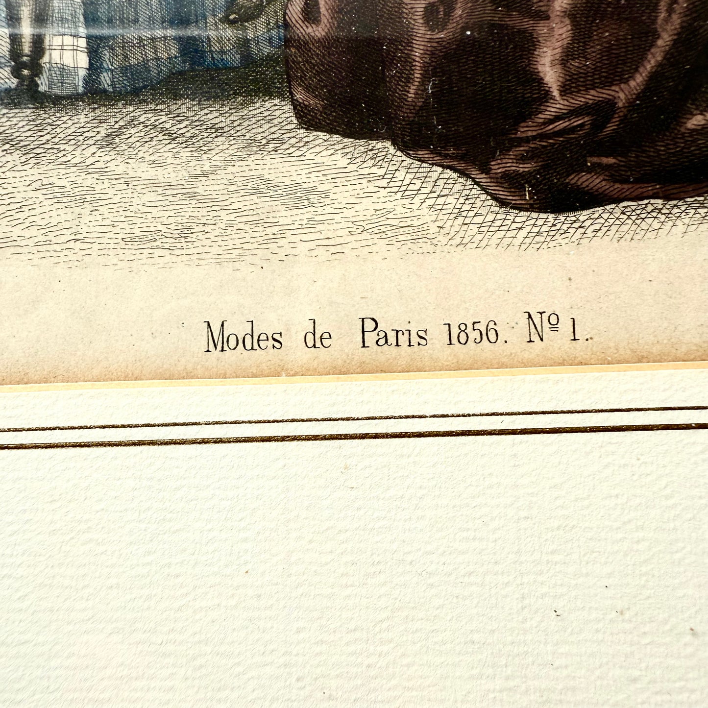 Gerahmte Mode Lithografie 1856