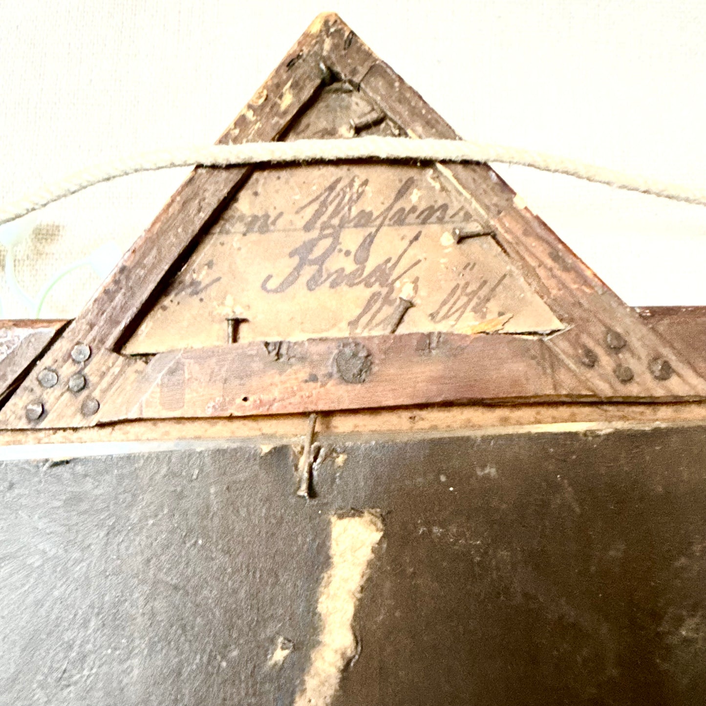 Tramp Art Rahmen mit Perlmutt