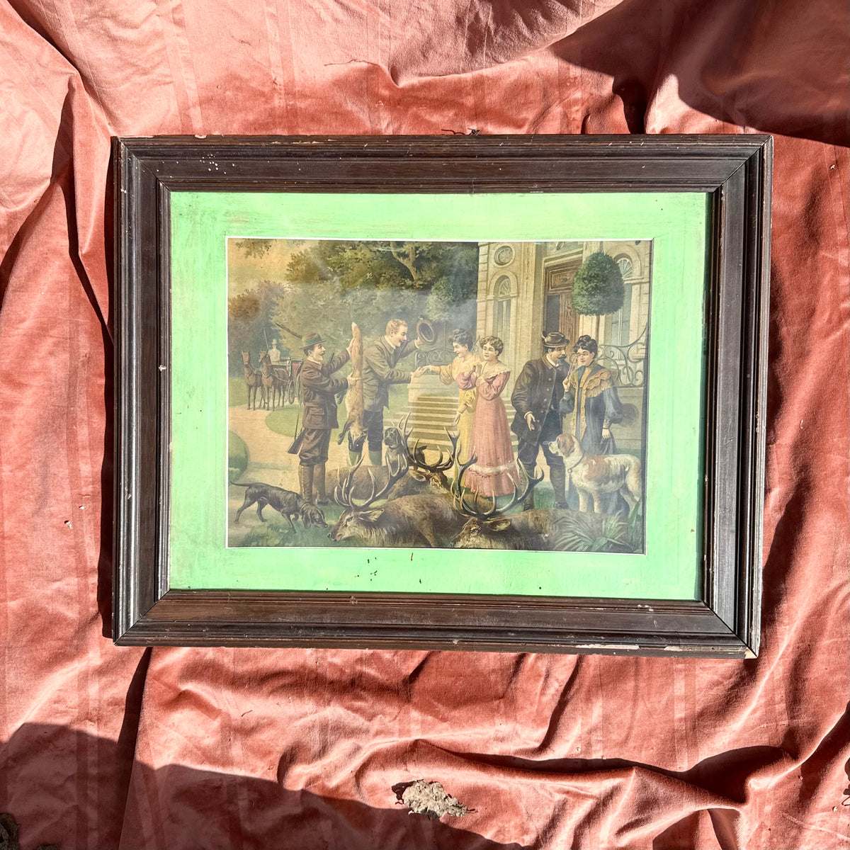 Lithografie Jagdszene