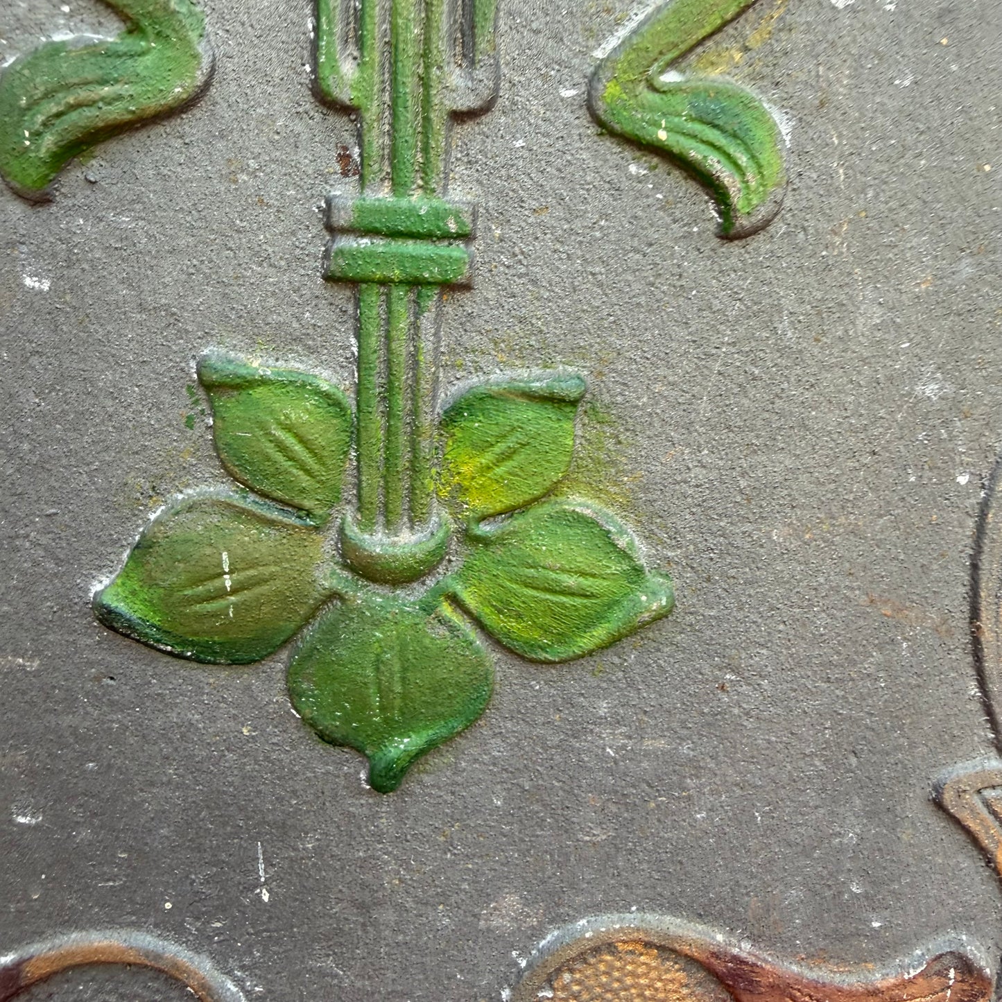 Jugendstil Ofenplatte bemalt