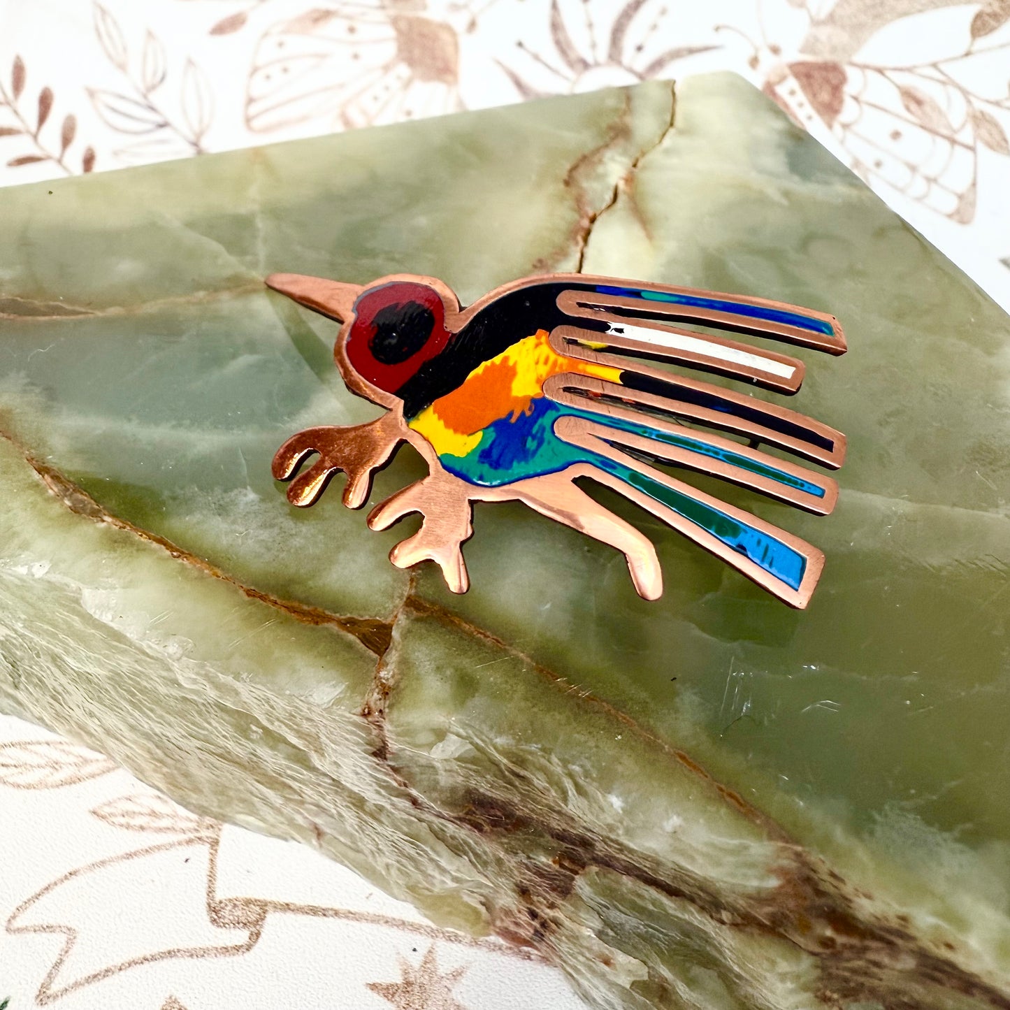 Kolibri Brosche Emaille Peru
