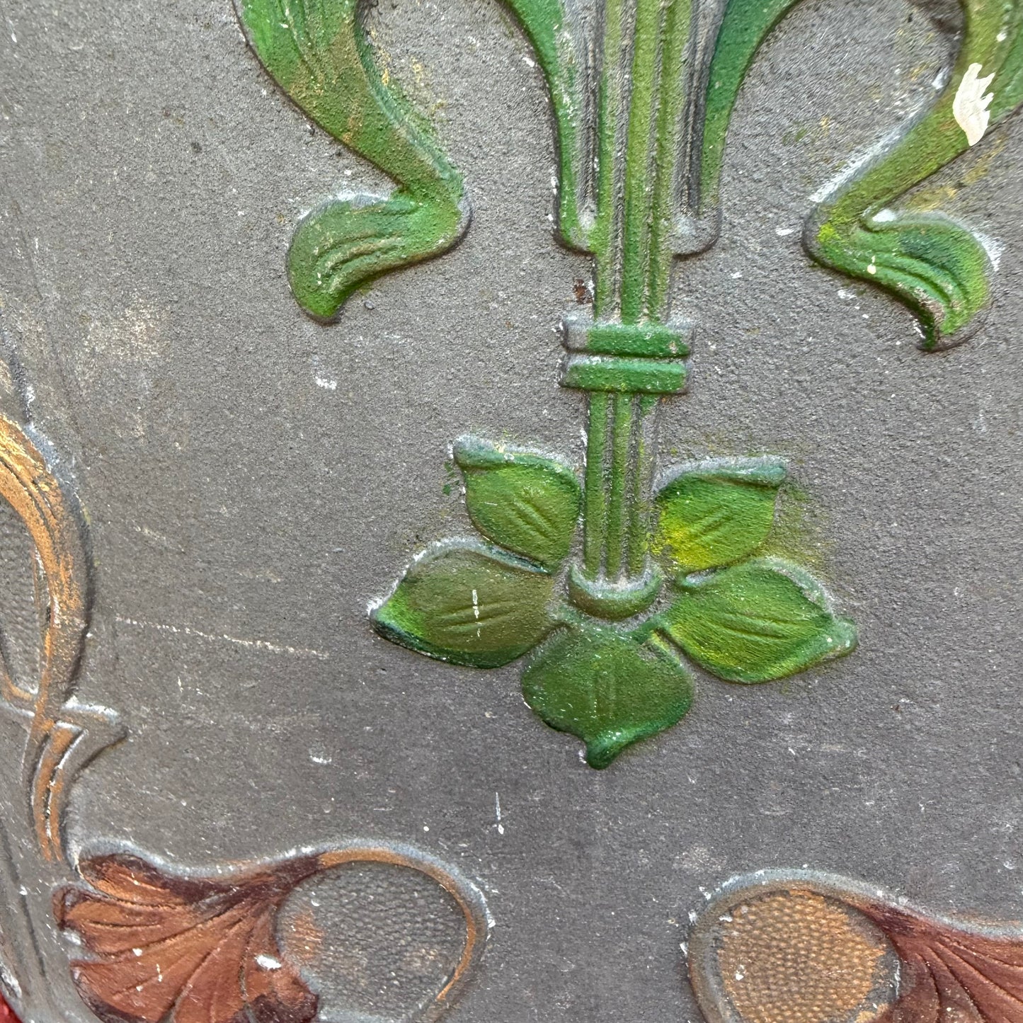 Jugendstil Ofenplatte bemalt