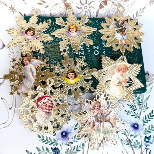 Dresdner Pappe 8er Set gold Schneeflocke