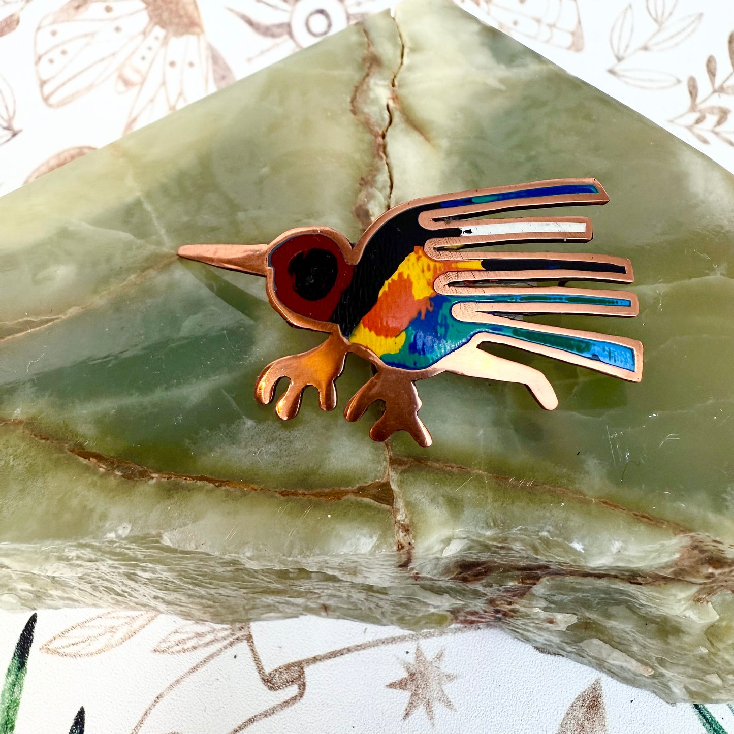 Kolibri Brosche Emaille Peru