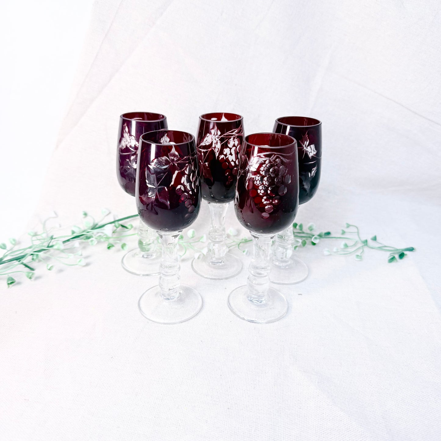 Likörgläser Überfangglas rot
