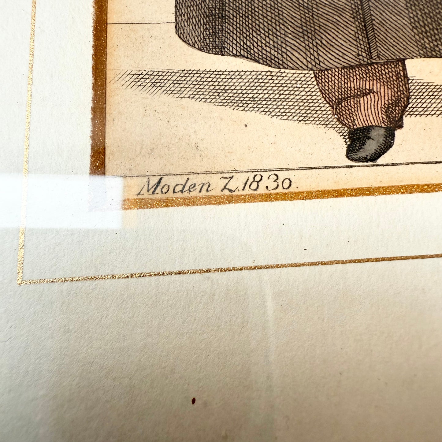 Gerahmte Mode Lithografie 1830