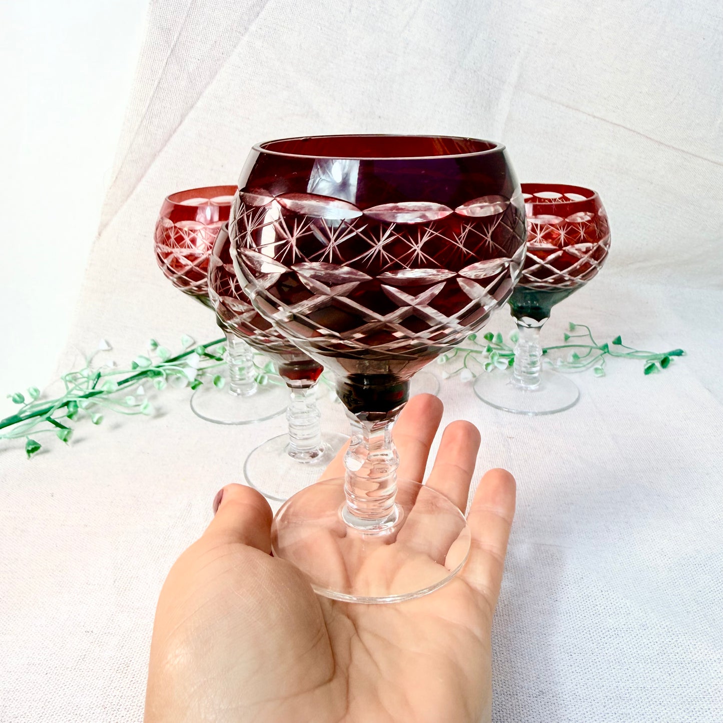 Weingläser Überfangglas rot