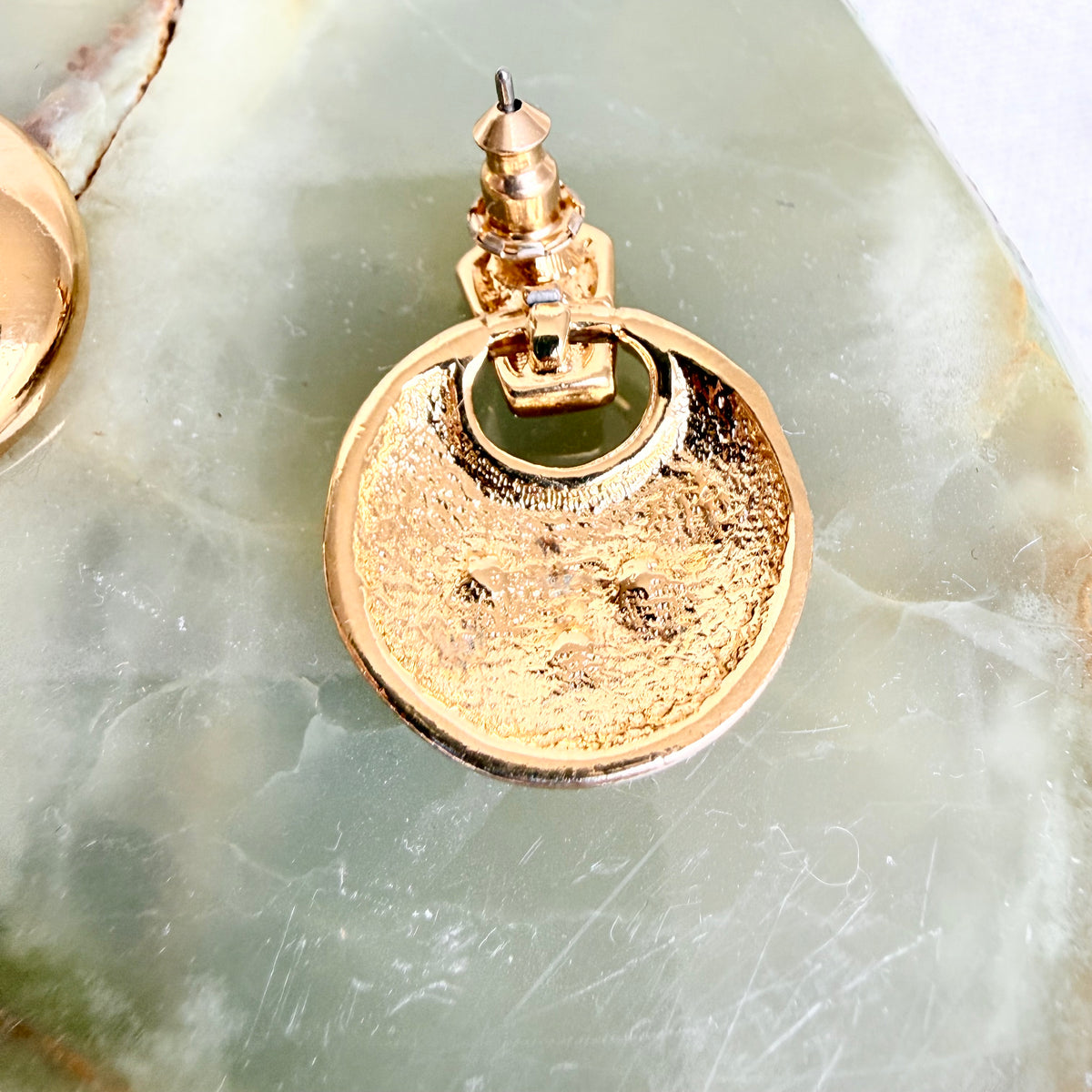 80s Ohrringe gold mit Strass