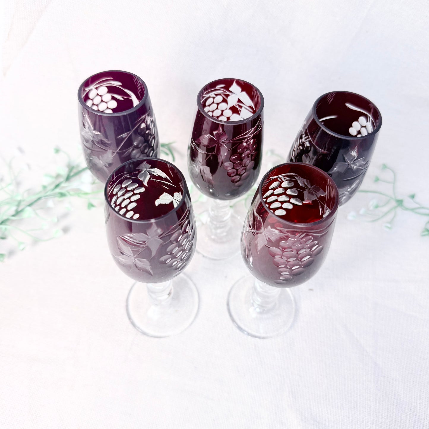 Likörgläser Überfangglas rot