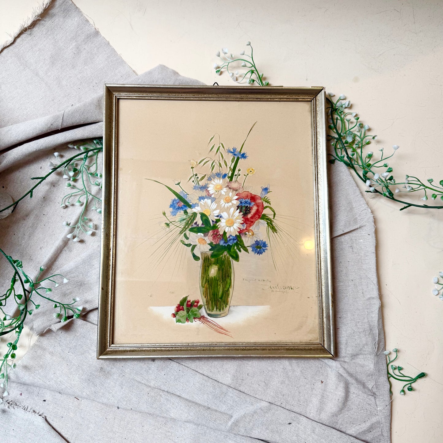 Gerahmtes Blumen Aquarell