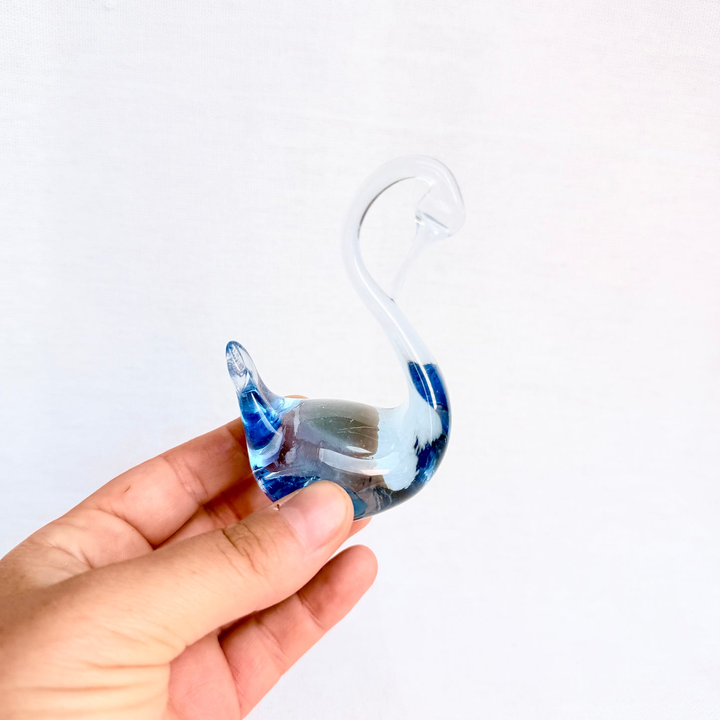 Schwan Glasfigur blau