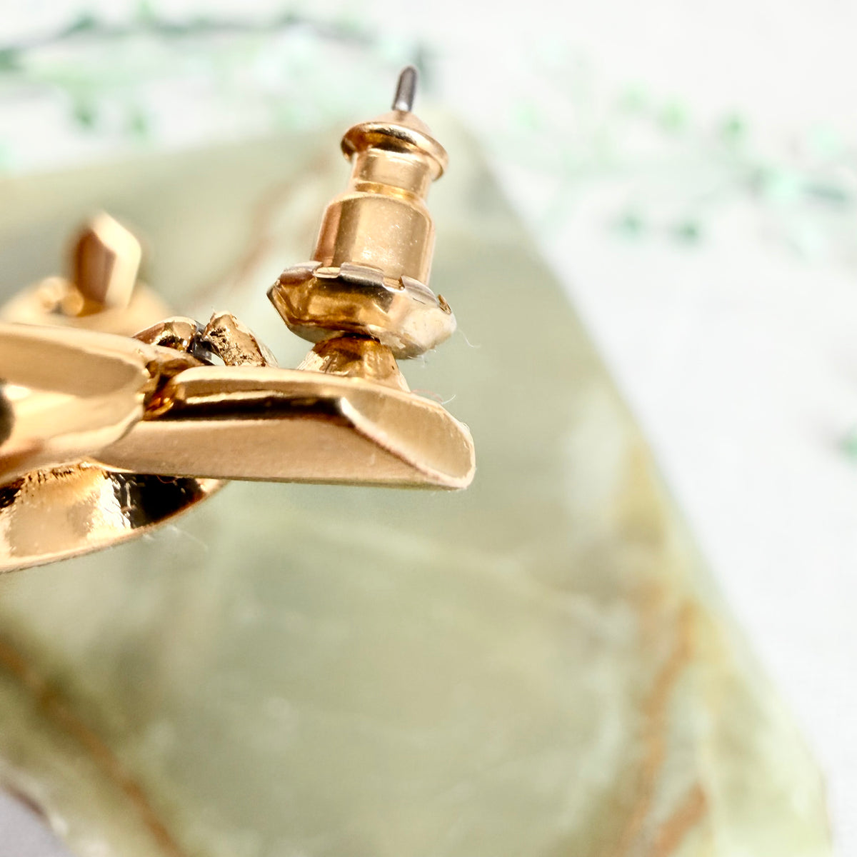80s Ohrringe gold mit Strass