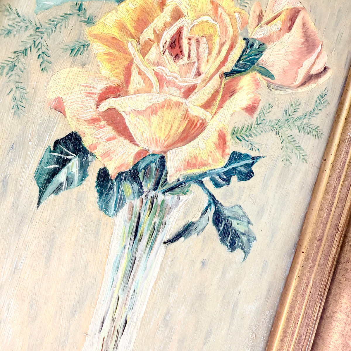 Rosen Ölgemälde in Goldrahmen