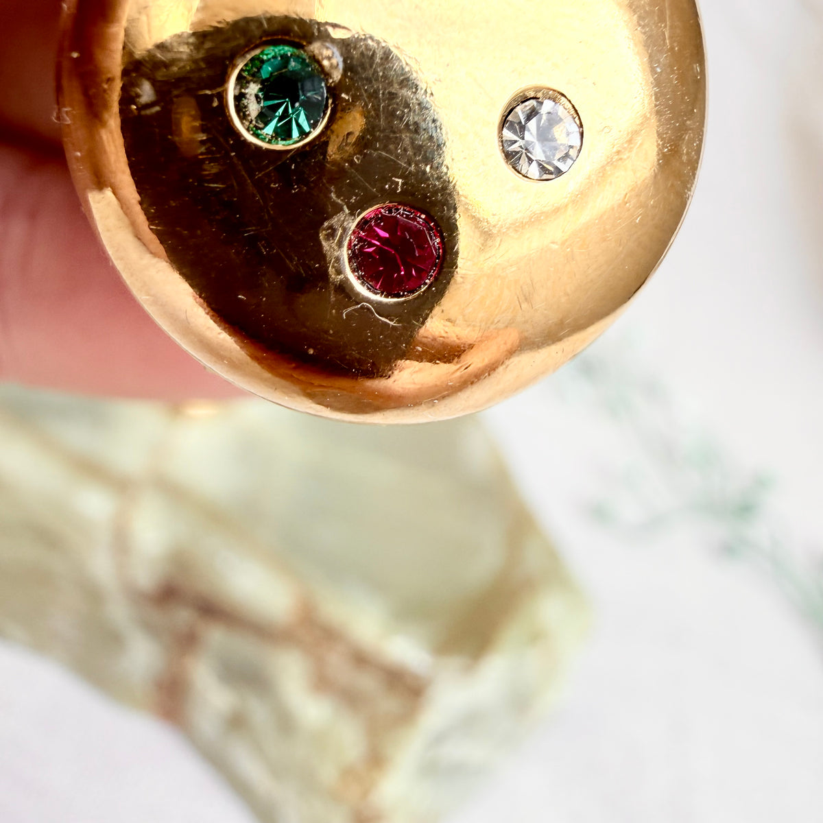 80s Ohrringe gold mit Strass