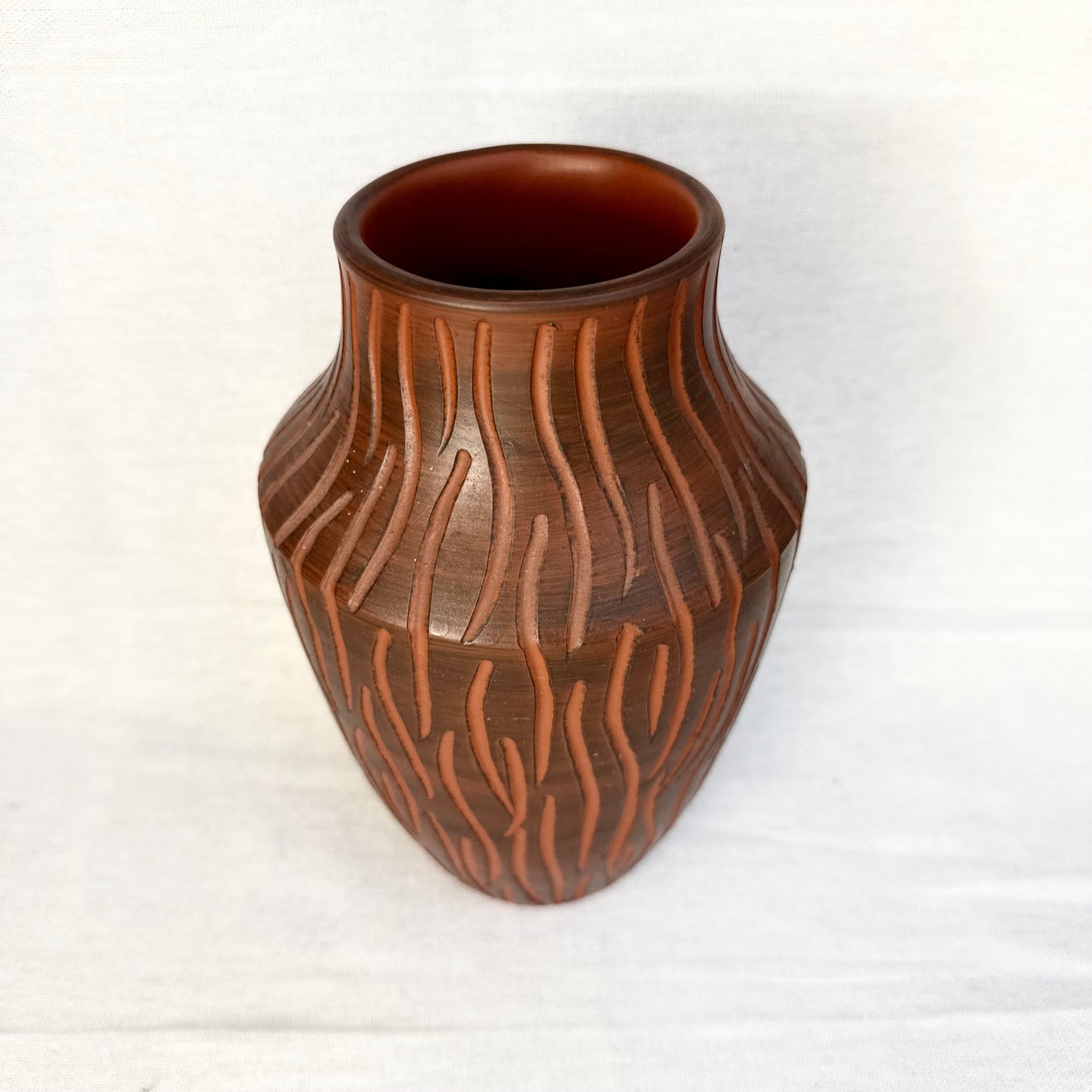 Terrakotta Vase gestreift