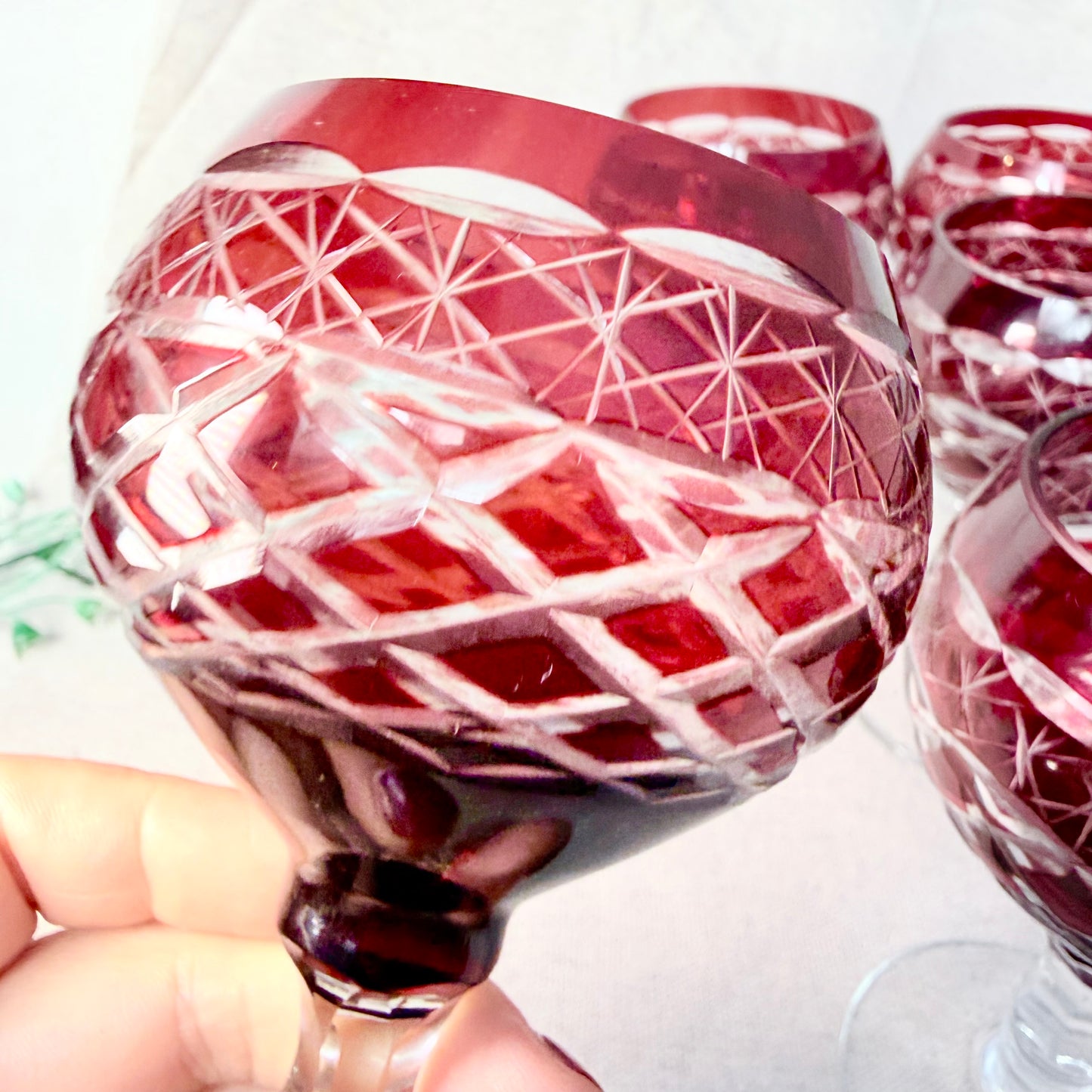 Weingläser Überfangglas rot