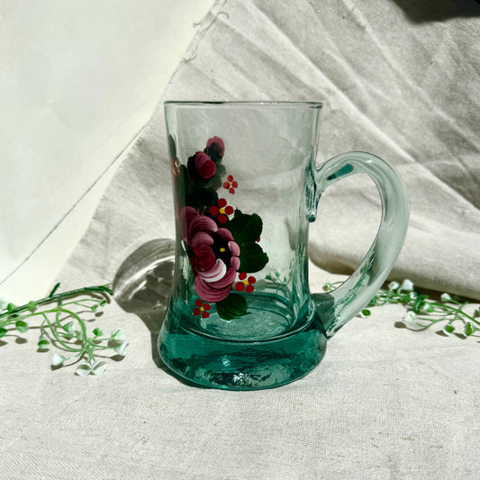 Glaskrug Blumen handbemalt