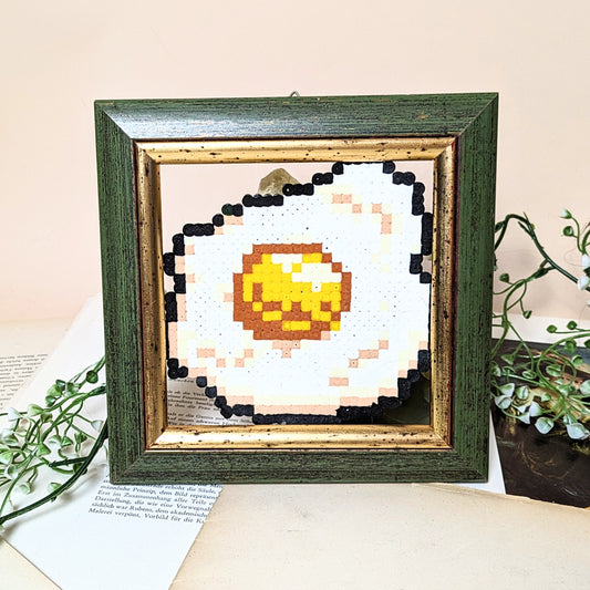 Pixel fried egg framed, 19 x 19