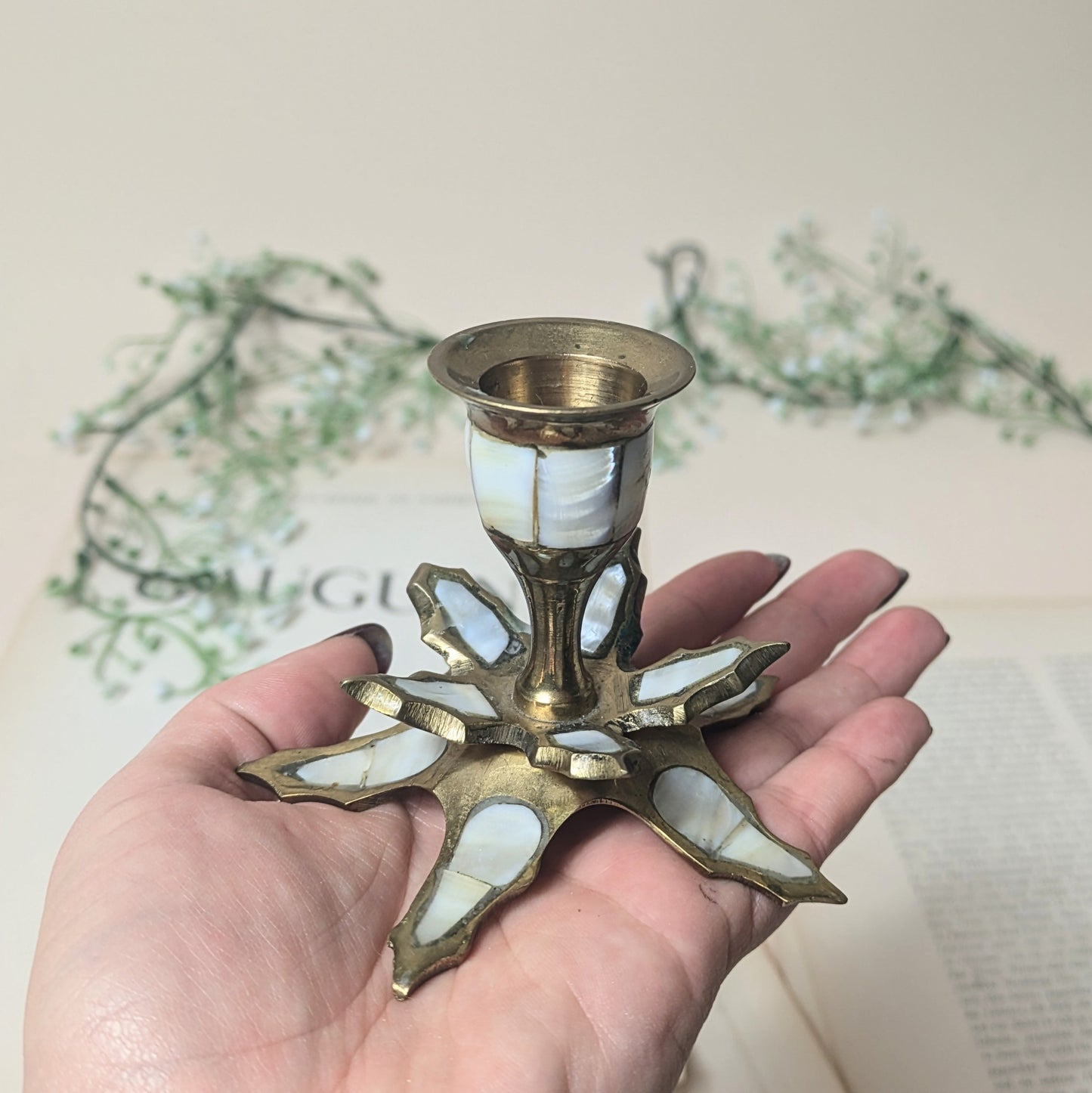 Candlestick with bone inlays