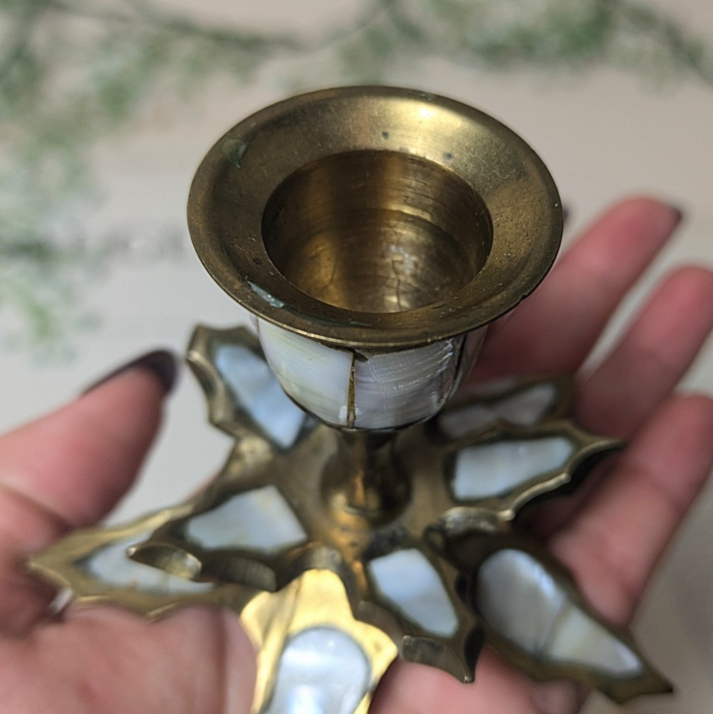 Candlestick with bone inlays