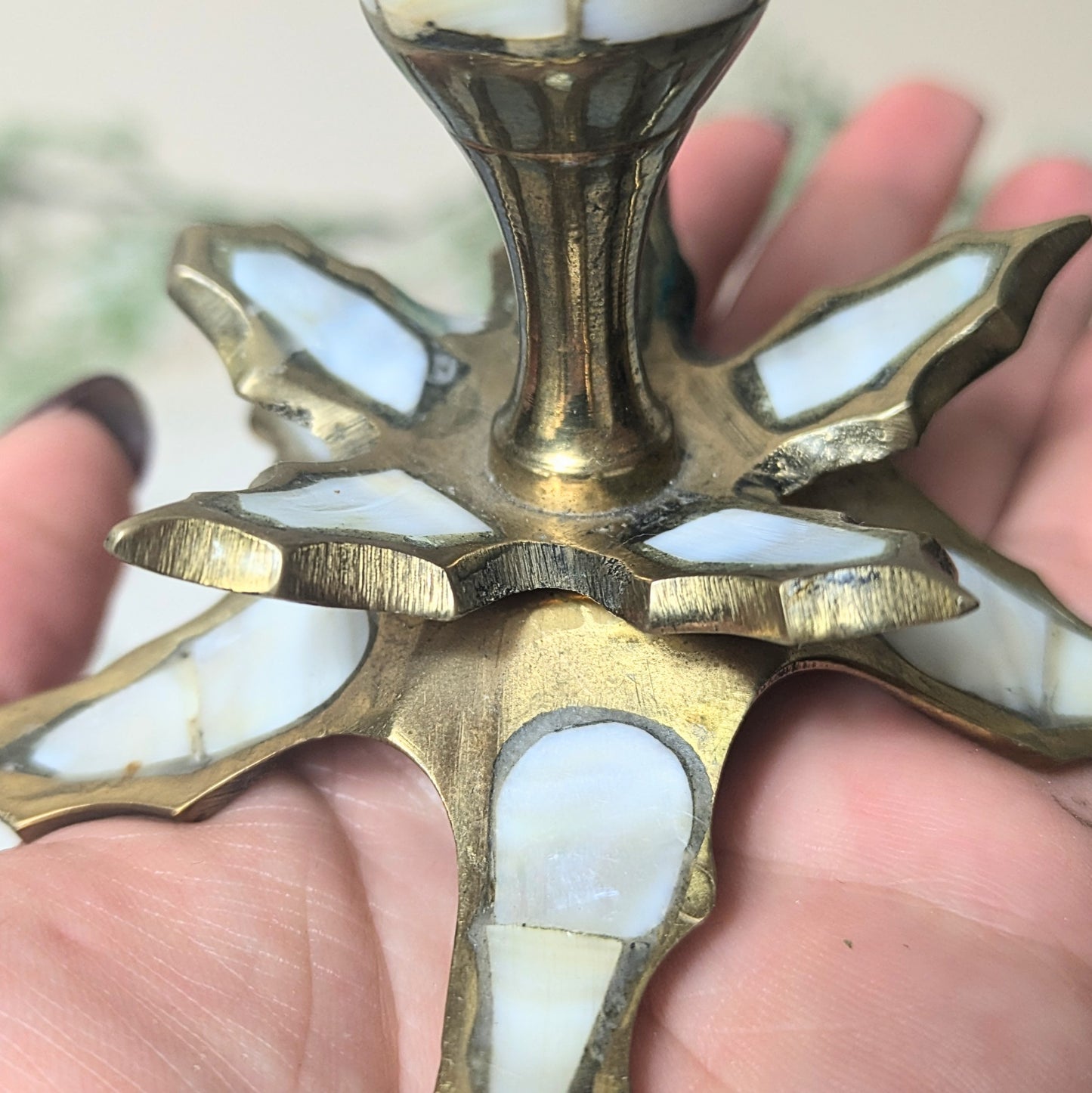 Candlestick with bone inlays