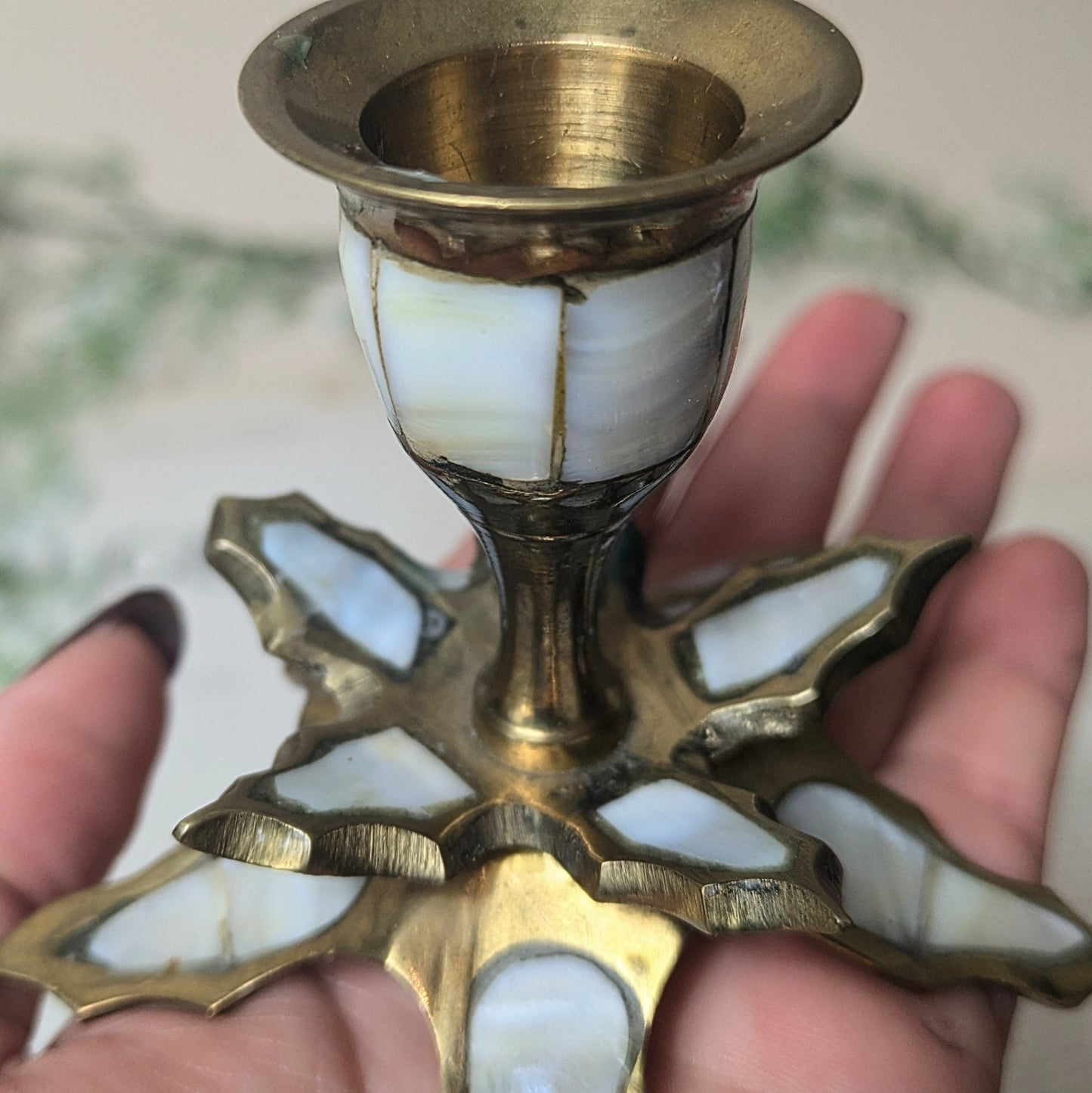 Candlestick with bone inlays