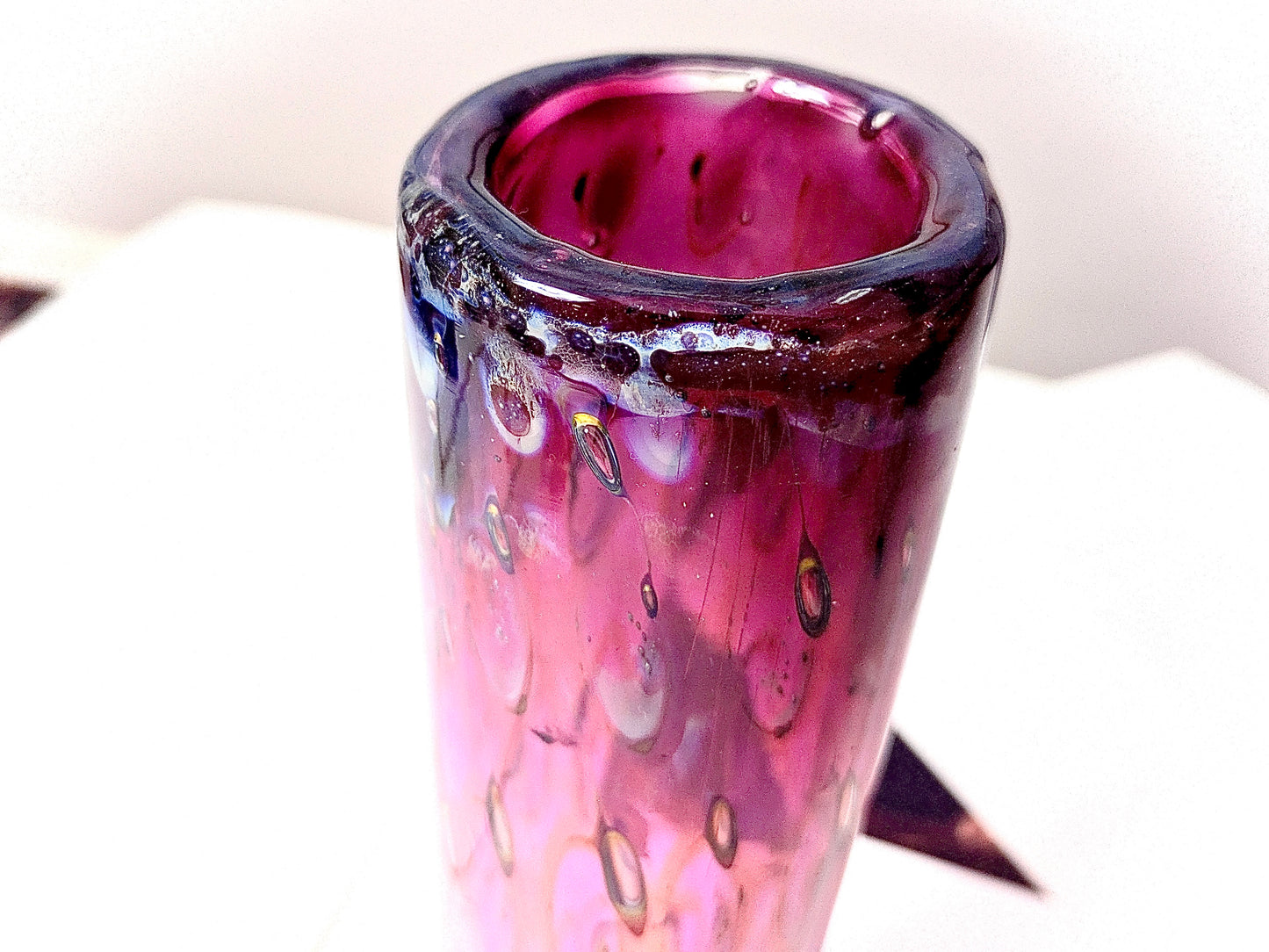 Peacock eye glass vase by Eisch