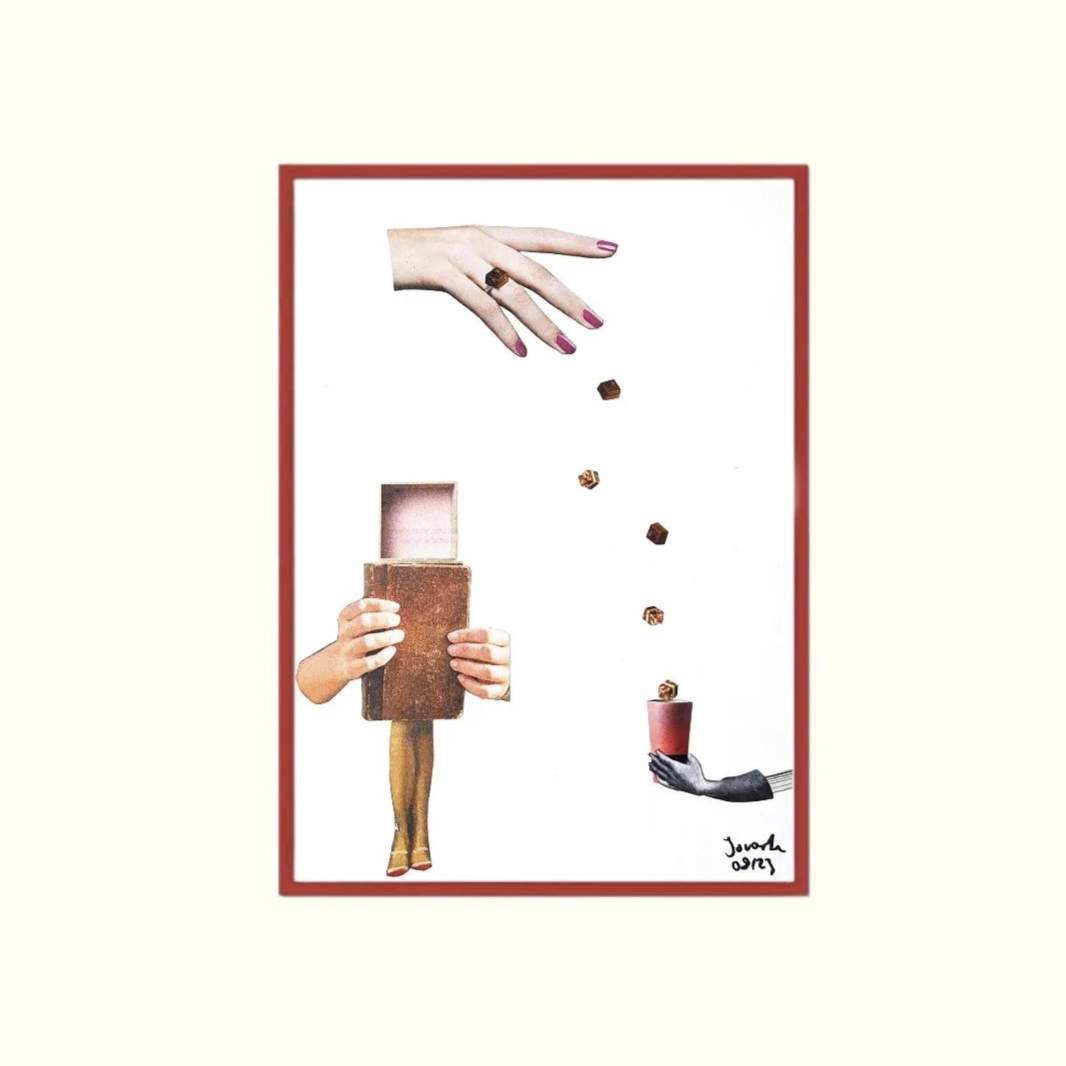 Collage « Fille aux livres », DIN A4
