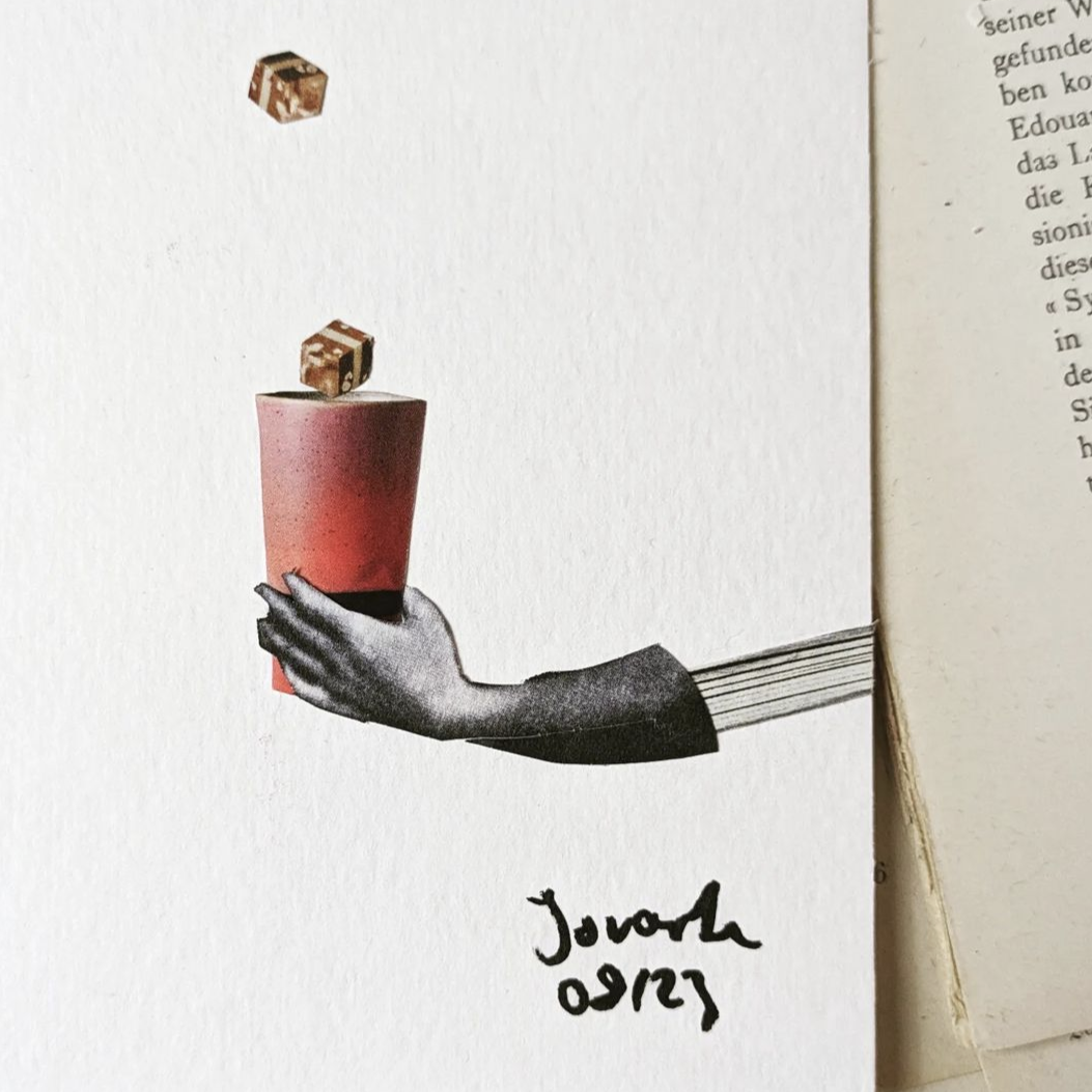 Collage « Fille aux livres », DIN A4
