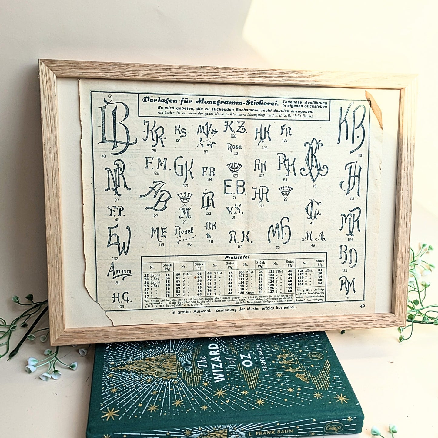 Framed monogram advertising