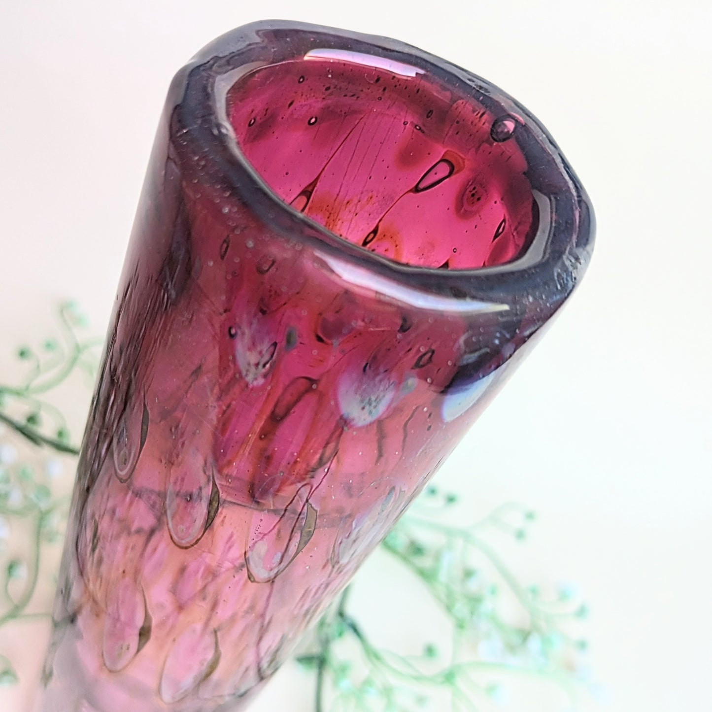 Peacock eye glass vase by Eisch