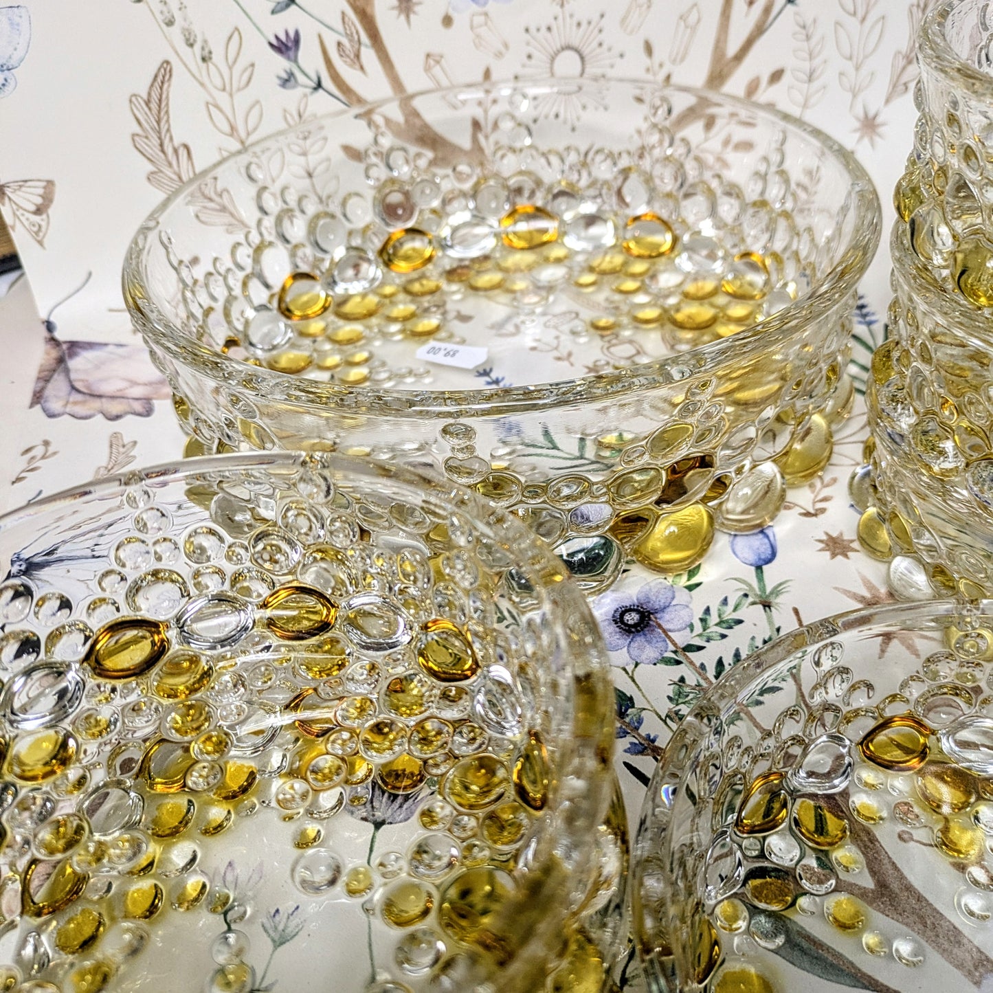 Bubble glass bowls yellow Walther Glas
