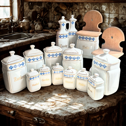 Porcelain storage jars in blue and white