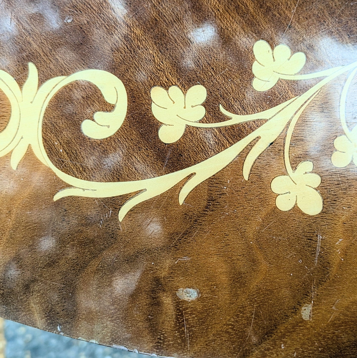 Inlaid table with music box