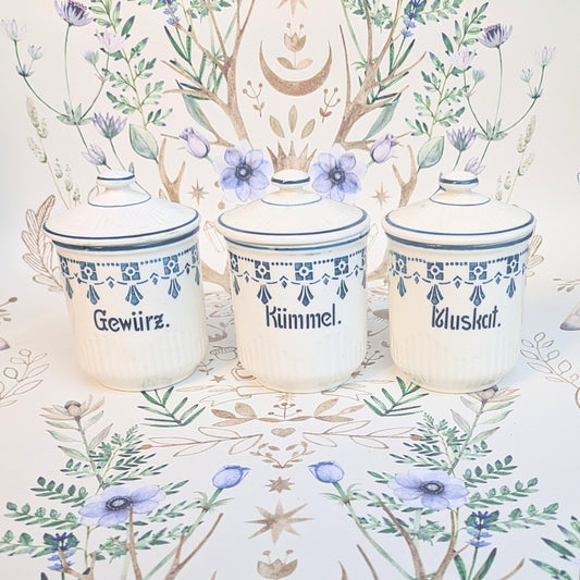 Art Deco spice jars set of 3