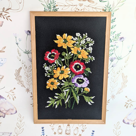 Embroidery picture bouquet of flowers