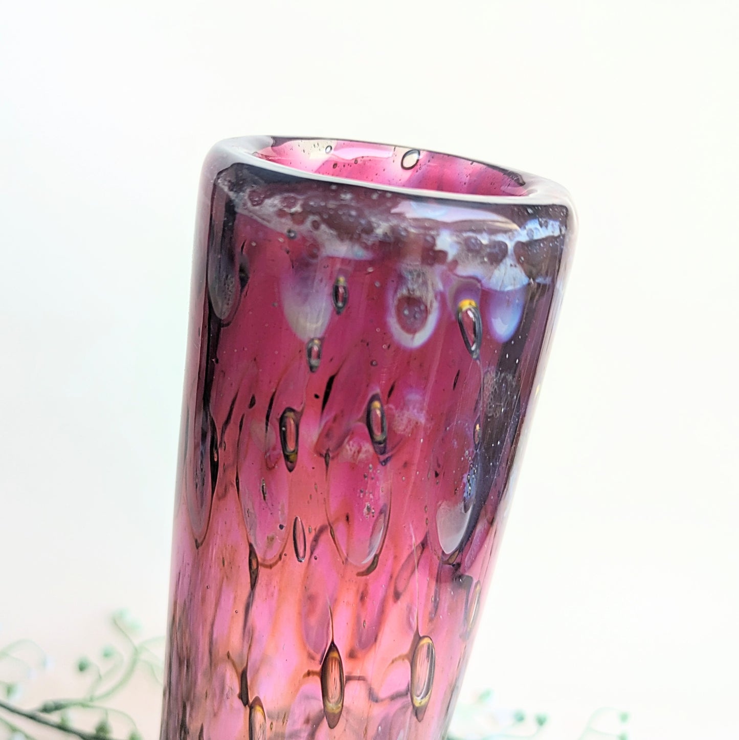 Peacock eye glass vase by Eisch