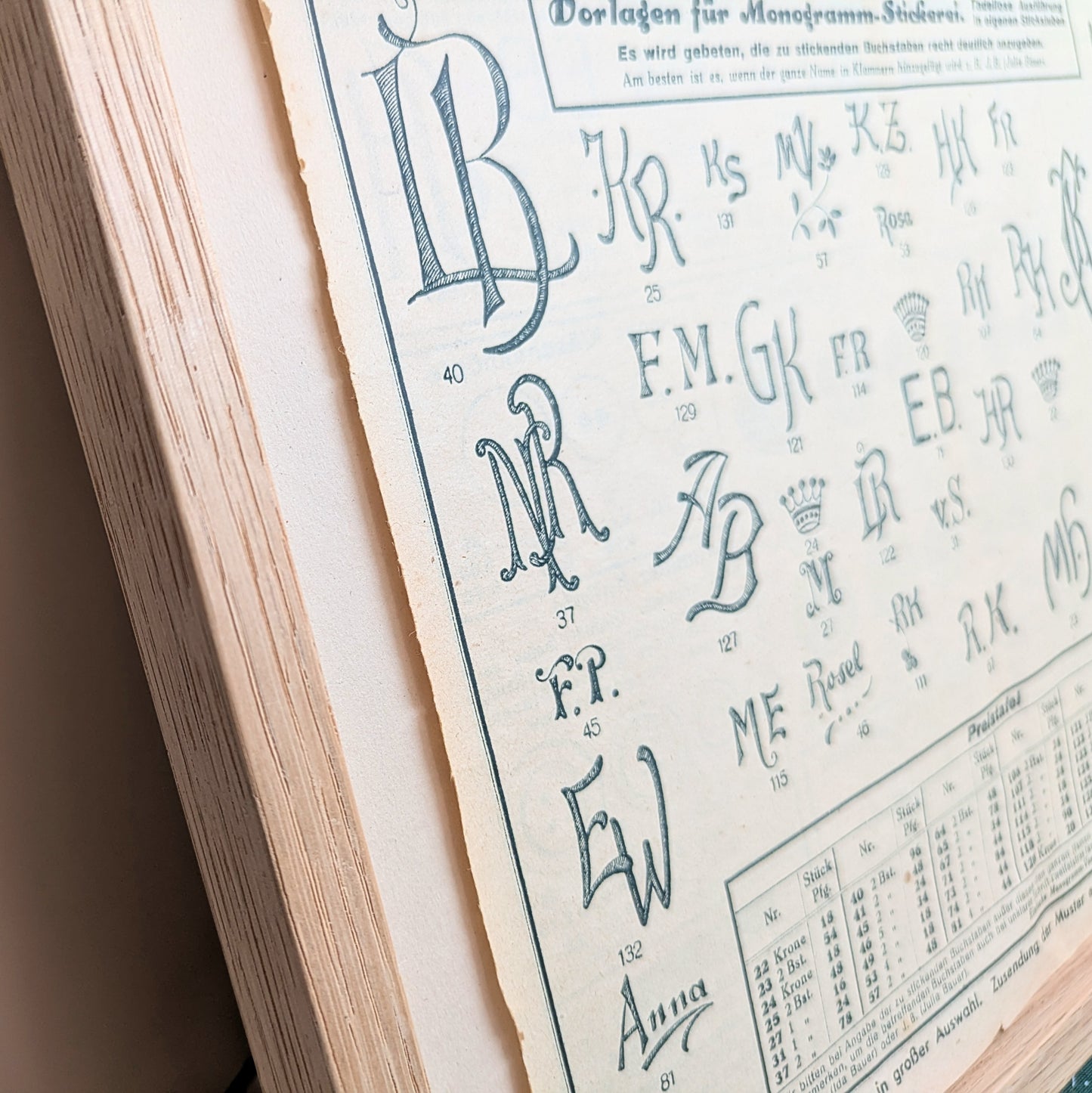 Framed monogram advertising